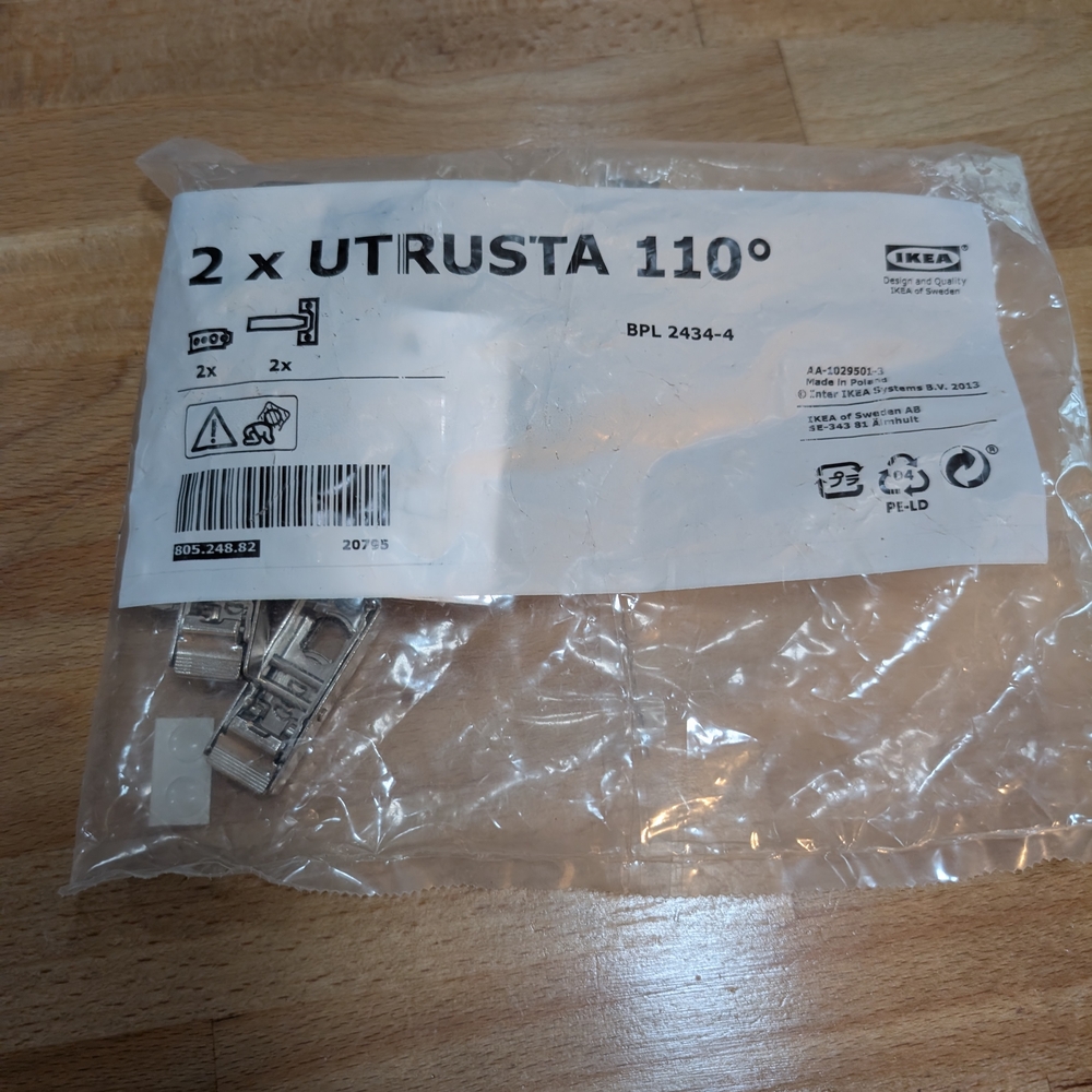 IKEA UTRUSTA 110° Two Cabinet Hinges - Silver